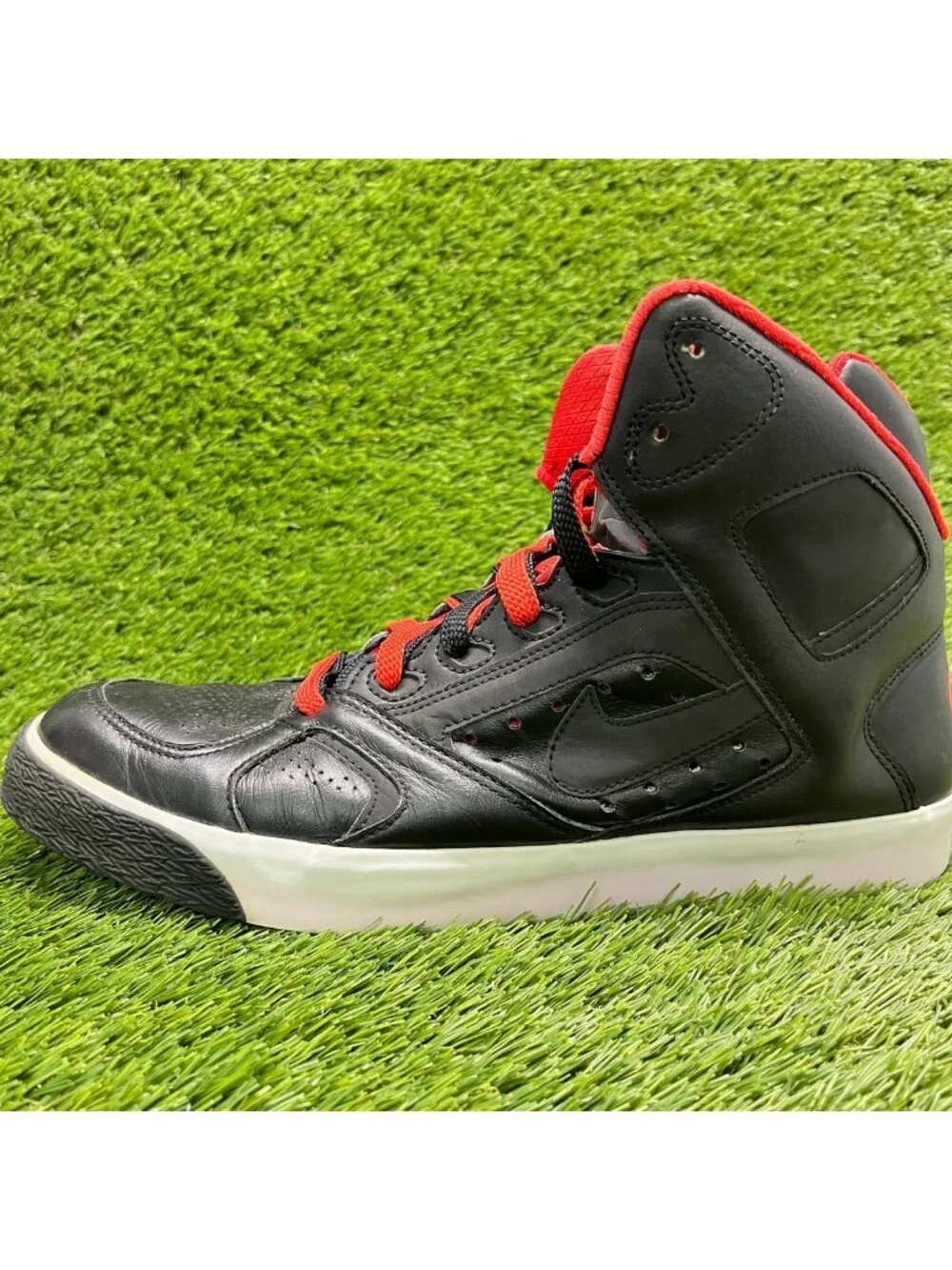 Nike Auto Flight High Mens Size 12 Black Red Athletic Basketball Shoes Sneakers